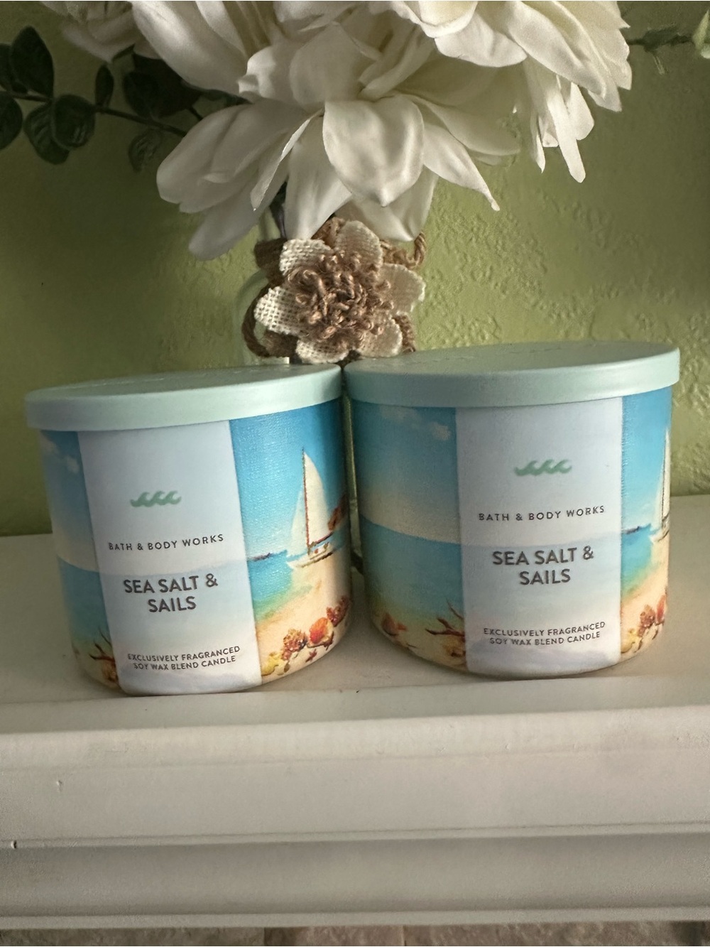 Bath & Body Works Sea Salt & Sails Scented Candle X2 - Light Blue